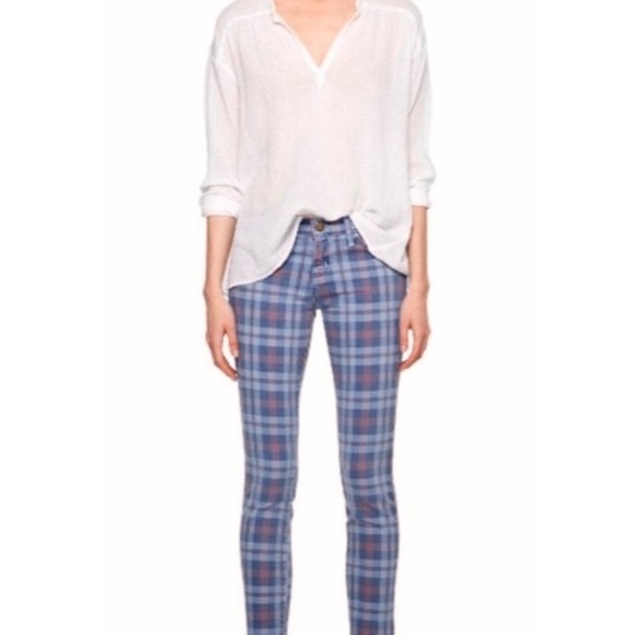 CURRENT/ELLIOTT • The Stiletto Lake Plaid Low-Rise Skinny Jeans - Picture 13 of 14
